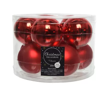 Kerstbal glas 10 stuks 60 mm Kerstrood