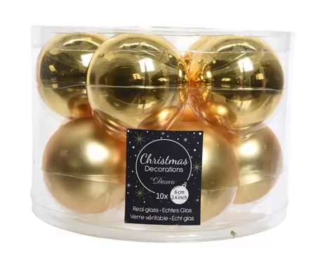 Kerstbal glas 10 stuks 60 mm Licht Goud