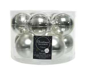 Kerstbal glas 10 stuks 60 mm Zilver