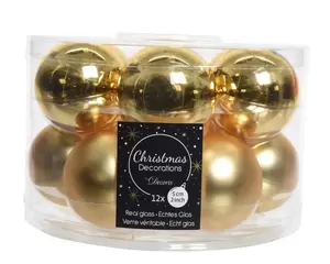 Kerstbal glas 12 stuks 50 mm Licht Goud