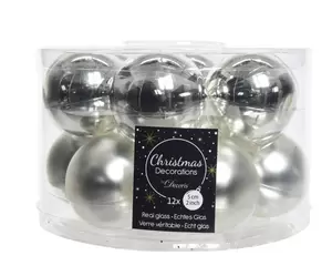 Kerstbal glas 12 stuks 50 mm Zilver