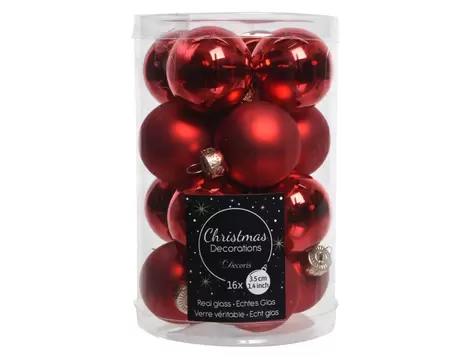 Kerstbal glas 16 stuks 35 mm Kerstrood