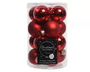 Kerstbal glas 16 stuks 35 mm Kerstrood