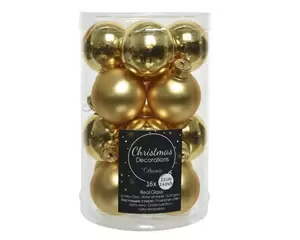 Kerstbal glas 16 stuks 35 mm Licht Goud
