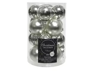 Kerstbal glas 16 stuks 35 mm Zilver