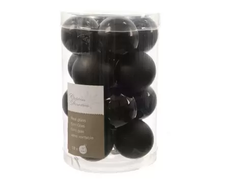 Kerstbal glas 16 stuks 35 mm Zwart