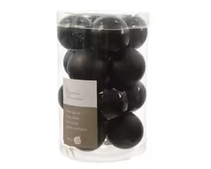 Kerstbal glas 16 stuks 35 mm Zwart