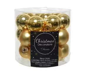 Kerstbal glas 24 stuks 25 mm Licht Goud