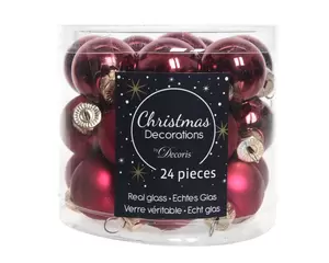 Kerstbal glas 24 stuks 25 mm Ossenbloed