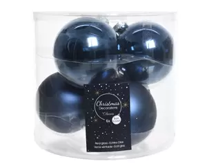 Kerstbal glas 6 stuks 80 mm Nacht Blauw
