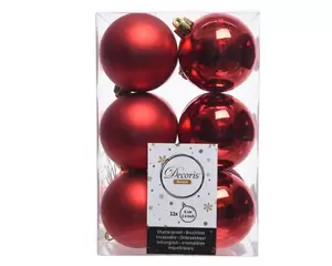 Kerstbal plastic 12 stuks 60 mm Kerstrood