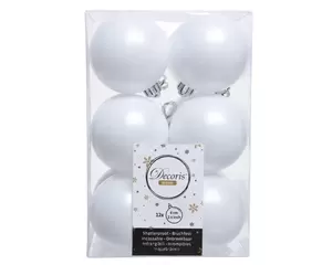 Kerstbal plastic 12 stuks 60 mm Winterwit