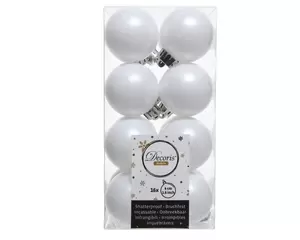 Kerstbal plastic 16 stuks 40 mm Winterwit