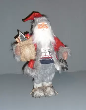 Kerstman 30cm rood-grijs