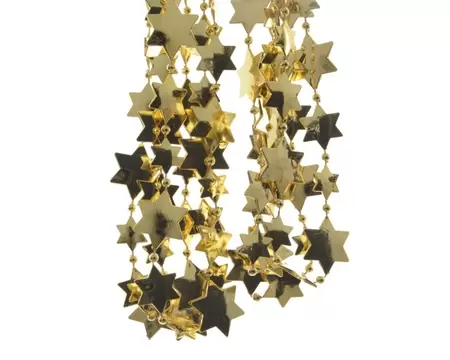 Kralenketting ster plastic 270cm Licht Goud