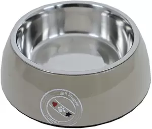 lief! Unisex plastic/RVS eetbak met anti-slip rand voor de hond, 18 cm.