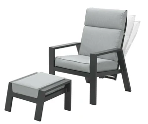Max verst. stoel + voetenbank carbon black