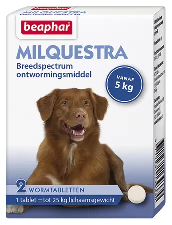 Milquestra wormtabletten hond 2 tabl.