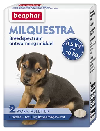 Milquestra wormtabletten kleine hond / pup 2 tabl.