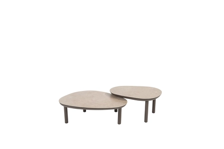 Monroe set van 2 salontafels terre Ø 65 cm (H 32) en Ø 80 cm (H 27)