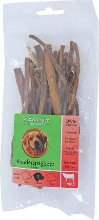 Natuurlijke snack zak runderspaghetti 15cm 50g