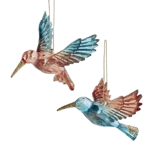 Orn.acryl roos kolibrie 8cm