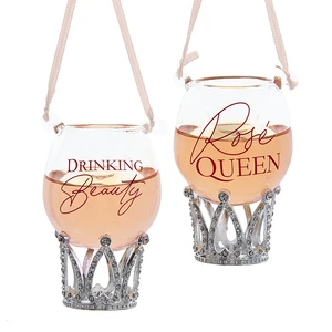 Orn.glas rose wijn l7.5cm