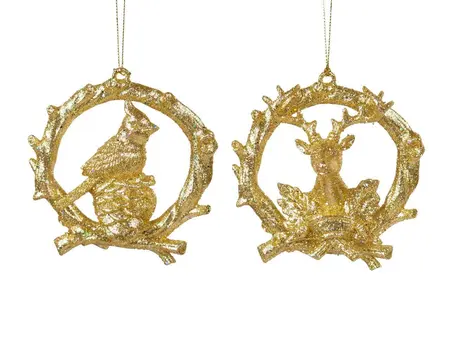 Orn.plc dier krans goud l9cm