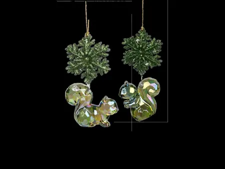 Orn.plc eekhoorn groen l17cm