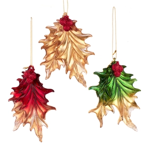 Orn.plc groen blad l11cm