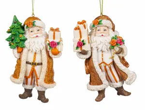 Orn.plc kerstman met bloemen l15cm