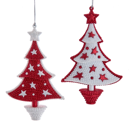 Orn.plc rood-wit kerstboom l13cm