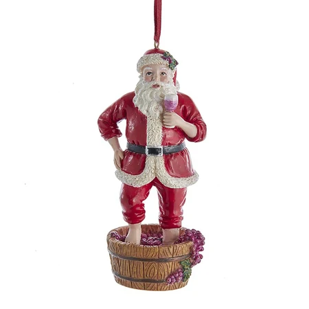 Orn.plc wijnvat santa stampt l12cm