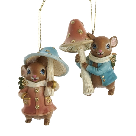 Orn.resin muis paddenstoel 8cm