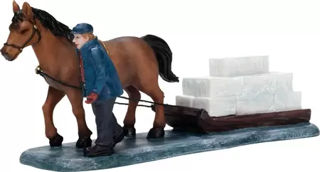 Paard + slee en ijsblokken