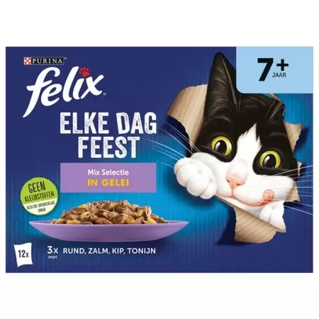 Felix Multipack Elke Dag Feest Mix Selectie In Gelei 7+ Senior