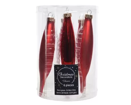 Pegel glas 6 stuks 30 mm Kerstrood