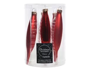 Pegel glas 6 stuks 30 mm Kerstrood