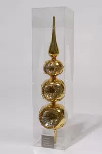 Glazen piek  3 reflex ballen 35cm Licht goud