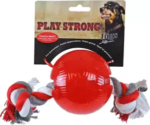 Rubber bal met floss 10 cm rood. Play-strong