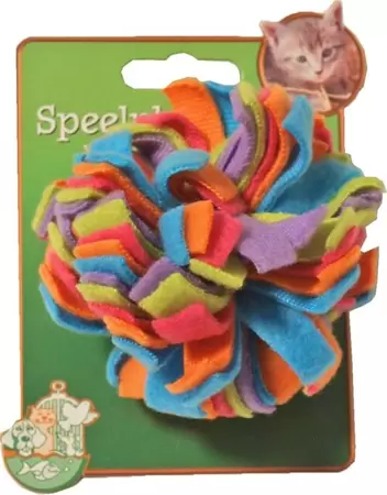Kattenspeelgoed fleece pompoen, multicolor