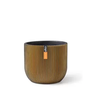 Pot bol groove d14h13cm zwart/goud