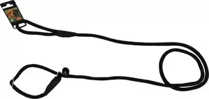 Retrieverlijn met dubbele stop nylon rond luxe 1.0 cm x 200 cm, zwart