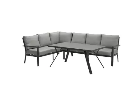 Sergio loungedining 3-delig Carbon Black/Lichtgrijs