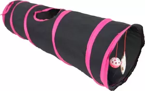 Speeltunnel nylon 85x25 cm, zwart/roze - afbeelding 2