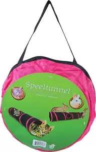 Speeltunnel nylon 85x25 cm, zwart/roze - afbeelding 1