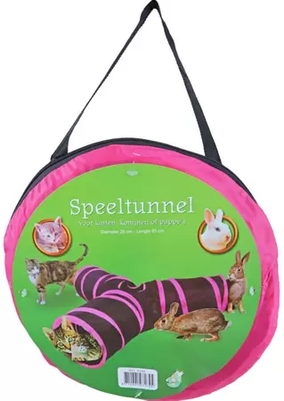 Speeltunnel nylon 'Y' model 85x25 cm, zwart/roze - afbeelding 1