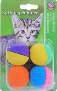 Kattenspeelgoed blister à 4 sponsballen