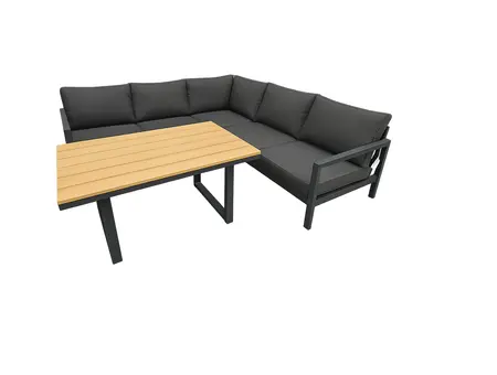 Stefano hoekset antraciet 4-delig - teak - afbeelding 1