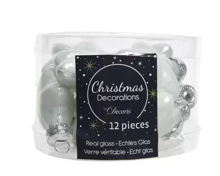 Ster glas 12 stuks Winterwit